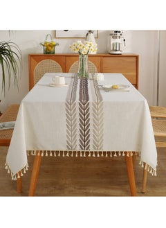 اشتري Table Cloth Farm Kitchen Rectangle Coffee Table Cover Cotton Linen Tablecloth Beige Wine Leaf 55x70 Inches في السعودية