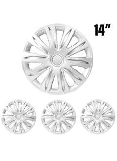 Buy Wheel Cover Kit PISTOL 14 Inch Hubcaps Set of 4PC Automotive Wheel Cap with Universal Fit - Pistol Silver Colour High Quality in Saudi Arabia