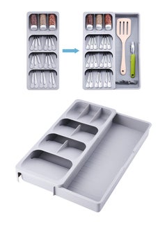 Buy Expandable Kitchen Drawer Organizer Adjustable Large Cutlery Tray And Utensil Holder Divider Storage for Silverware Flatware Knives Spoons Fork in UAE
