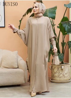 اشتري Women's Chiffon Abaya Muslim Prayer Clothes Islamic Maxi Kaftan  Elegant Loose Cardigan Islamic Kaftan في الامارات