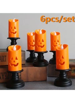 Buy Halloween Candle Lights LED Colorful Holder Table Decoration Jack Lantern Party Home (6pcs) in UAE