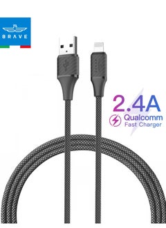 Buy iPhone Fast Charging Cable 1M, Nylon Braided USB-A to Lightning Cable, 2.4A Fast Charge for iPhone 14/14 Pro/14 Plus/14 Pro Max, iPhone 13-8 Series, iPad, Air Pods, and More - Durable, Tangle-Free Charging Cable for Apple Devices (1M Black) in UAE