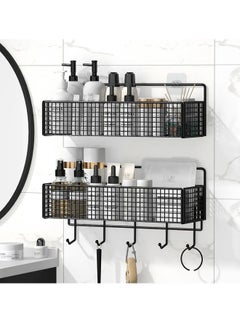 Buy 2 Pack Shower Shelves, Adhesive Bathroom Organizers, No Drilling Required, Large Capacity, Rust-Proof Stainless Steel Bathroom Shower Organizer, Shower Shelves for Indoor Shower Rooms, Black in UAE