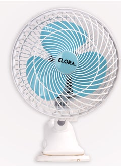 Buy Elora 2-in-1 Desk Fan with Oscillation, Plastic Clip Fan with 3 Blades and Safety Grill. ELCF-6345 White in Saudi Arabia