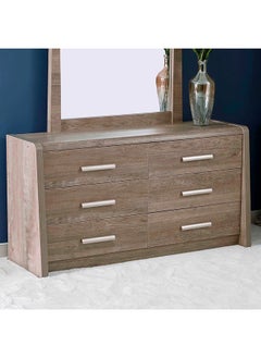 Buy Curvy 6-Drawer Master Dresser | Dressing Table | Vanity Table | Makeup Table Without Mirror Brown 120x73.6x45 cm in UAE