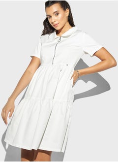 Buy Button Down Tiered Shirt Dress in Saudi Arabia