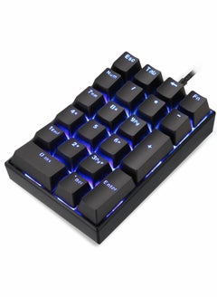 اشتري Mechanical USB Numeric Keypad with Blue LED Backlight - 21 Keys Numpad for Laptop & Desktop, Black (Blue Switches) في الامارات