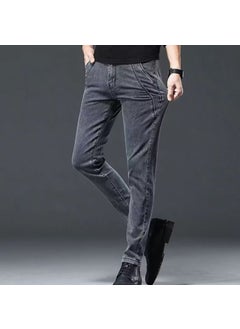 اشتري Mens Stretch Denim Jeans Slim Fit Korean Style Gray في السعودية