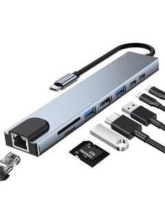 Buy USB C Hub, 8 in 1 Type C Hub Multiport Adapter with 4K HDMI, PD Power Delivery, USB-C, Ethernet, 2 USB, SD TF Card Reader Compatible with Mac Book Pro XPS and More Type C Devices in UAE
