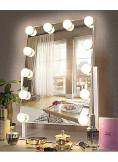 Buy Smart Touch Control Electric Tabletop Makeup Mirror, Vanity Mirror with 12 Dimmable Bulbs LED Lights, Three Color Lighting Modes, 360°Rotation in Saudi Arabia