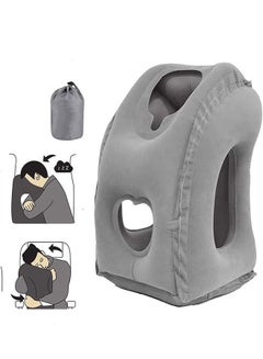 Buy Inflatable Travel Pillow Airplane Neck Pillow Comfortably Supports Head and Chin for Airplanes Trains Cars and Office Grey 50x30x29cm in Saudi Arabia