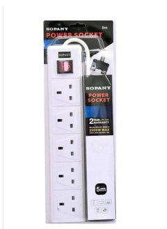 Buy White multifunctional power socket 5 meters in Saudi Arabia