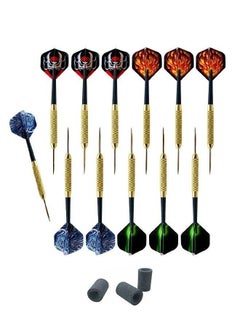 اشتري 12PCS Steel Tip Darts Set - Professional Darts Steel Tip for Dartboard with Brass Barrels, Flights + Dart Tool  + Gift Case - Darts Metal Tip في الامارات