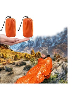Buy 2PCS Lightweight Emergency Sack Survival Sleeping Bag Waterproof Thermal Emergency Blanket Multi-use Survival Gear for Outdoor, Hiking, Camping in Saudi Arabia