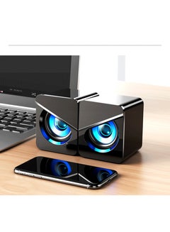 Buy Mini PC Speakers with LED Light, USB Powered Wired Desktop Small Speakers for Phone/Tablet/Computer/Notebook in UAE