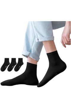 Buy Mens Socks Cotton Dress Socks Mens Calf Socks for Business Breathable Soft Athletic Casual Socks Comfort Fit Breathable Sweat-Absorptive Odor Resistant 3 Pack Black in Saudi Arabia