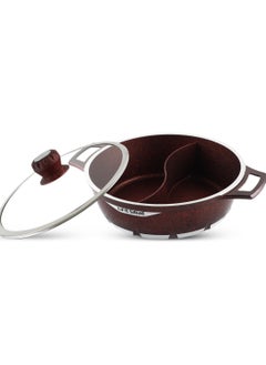 اشتري 28cm  Shabu Shabu Pot with Lid Non Stick Granite Coating Shabu Shabu Hot Pot with Divider - 28 CM في الامارات