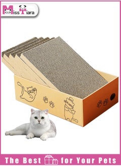 Buy Cardboard Cat Scratcher with Box, 5 PCS Reversible Cat Scratch Pad Replace for Cat Scratcher, Corrugated Scratching Lounge for Indoor Kitty to Rest Play Suitable for Up To 5kg (40*23*13 CM) in UAE