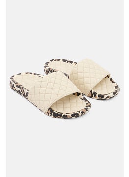 Buy Women Lusso Slip-On Textured Slide, Parchment/Leopard in Saudi Arabia