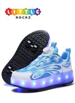 اشتري Double Wheel LED Flash Light Fashion Shiny Sneaker Skate Heelys Shoes With Lightning Sole في الامارات