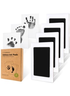 اشتري 4-Pack Inkless Hand And Footprint Kit - Ink Pad For Baby Hand And Footprints - Dog Paw Print Kit,Dog Nose Print Kit - Baby Footprint Kit, Clean Touch Baby Foot Printing Kit, Handprint Kit (Jet Black) في السعودية