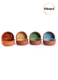 Buy Luksyol Handmade Colored Clay Bowls Set: Authentic Mexican Pottery for Culinary Delights | Microwave & Oven Safe | Ideal for Tajine, Indian, Korean Cuisine - Set of 8 (3.7 x 1.38 in), Assorted Colors in UAE