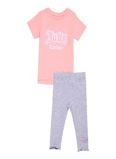 Buy Juicy Couture Toddler Faux Sequin T Shirt and Leggings Set Pink in UAE