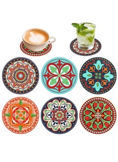 اشتري Silicone Drink Coasters Set 9cm Round Non-slip Coasters 3D Texture Coasters Rubber Coffee Mug Pad Decorative Cup Coasters Retro Style Coasters Tea Cup Mat for Hot and Cold Drinks(6 Pcs ) في السعودية