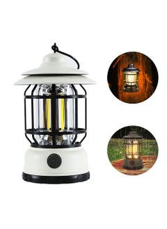 اشتري Retro Camping Lantern,Portable Camping Light Rechargeable,IPX4 Waterproof Camping Lamp,Hanging Dimmable COB Brightness Tent Light for Outdoor Hiking Garden Fishing Emergency في الامارات