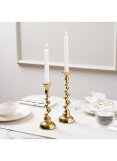 Buy Blaise Metal Taper Candle Holder 8x8x26cm- Gold in UAE