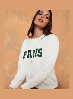 Buy Regular Length Slogan Print Regular Fit Sweatshirt in Saudi Arabia