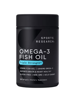 اشتري Triple Strength Omega 3 Fish Oil Burpless Fish Oil Supplement W/Epa & Dha Fatty Acids From Wild Alaskan Pollock Heart Brain & Immune Support For Men & Women 1250 Mg 180 Ct في الامارات