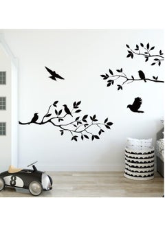 Buy Flying Birds on The Tree Wall Sticker, Peel and Stick Black Tree Branch Wall Decal Removable Vinyl Wall Art Decals for Garden/Living Room/Bedroom in Saudi Arabia