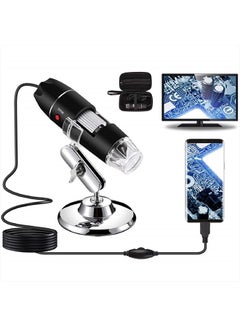 اشتري USB Digital Microscope 40X to 1000X, 8 LED Magnification Endoscope Camera with Carrying Case & Metal Stand, Compatible for Android Windows 7 8 10 11 Linux Mac في الامارات