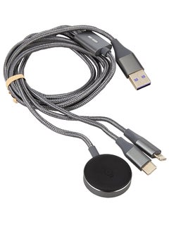 Buy Green Lion 3 in 1 Charging Cable 1.2M 2.4A (Lightning/iWatch Charger/Type-C) - Black in UAE