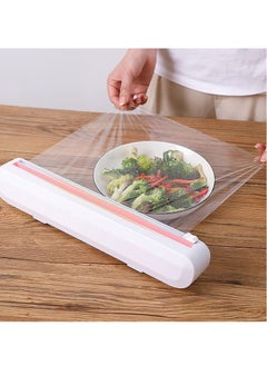 Buy Reusable Cling Film Dispenser Suction Cup Type Cling Film Cutter Household Divider Adjustable Storage Cutting Box Kitchen Supplies Tools Cling Cutting Box Plastic Film Wrap Cling Dispenser Handheld in UAE