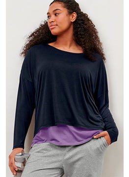 Buy Women 2 Pieces Plain Tank Top And Sweatshirts, Purple/Navy in UAE