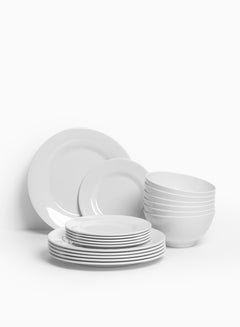 Buy Premium Melamine Dinner Set 18 Pieces For 6 People White Microwave And Dishwasher Safe - Melamine Plates Set - Healthy Melamine Dinner Set (18 Pieces ) in Saudi Arabia