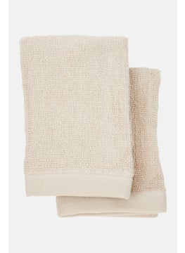 اشتري 2 Piece Textured Face Towels 32 L x 32 W Cm, Off White في الامارات