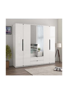 Buy Prague 6-Door Wardrobe with 2-Drawers and Mirror 240 x 220 x 57.2 cm in Saudi Arabia