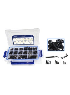 Buy Vixel 669 Pieces Button Head Socket Cap Screws Set, Alloy Steel, Black Oxidation Finish, M3 to M5 Sizes, Includes Spring Washers, Hexagonal Wrenches, and Tweezer in UAE