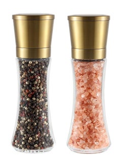 اشتري Salt and Pepper Mill Set Stainless Steel Pepper Shaker Adjustable Ceramic Coarseness Salt Mill Black Pepper Spice Mill في السعودية