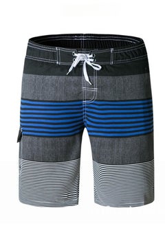 Buy Men's Striped Beach Shorts Gery/Blue in UAE