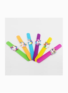 Buy 6 Pcs Unicorn Slap Bracelet Silicone Wristbands Unicorn Party Supplies (Random Colors) for Kids in UAE