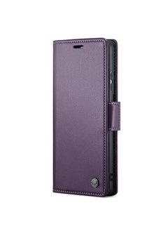 Buy Flip Wallet Case For Samsung Galaxy S21 Ultra, [RFID Blocking] PU Leather Wallet Flip Folio Case with Card Holder Kickstand Shockproof Phone Cover (Purple) in Egypt