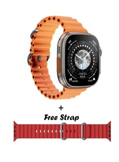 Buy X8  Ultra Max Series (2023) Smart Watch 2.2 Inch 49mm IPS display NFC Bluetooth V5 Call Waterproof IP67 Wireless Charger (Orange Strap)+ 1 free strap in Egypt