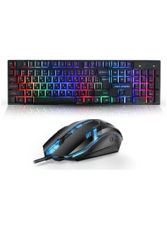 Buy Wired Keyboard And Mouse Set 104 Keys USB Wired Keyboard 2400DPI Mouse Rgb Backlit Gaming Keyboard Mouse Combo in UAE