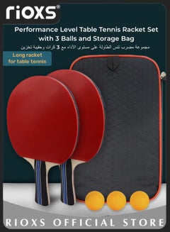Buy Performance Level Table Tennis Racket Set with Soft Sponge Rubber 2 Premium Table Tennis Racket with 3 Balls and Storage Bag for Indoor or Outdoor Play in Saudi Arabia