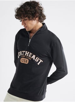 Buy Slogan Zip Through High Neck Sweatshirt in Saudi Arabia