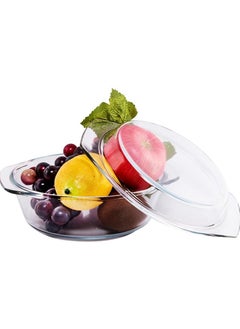 Buy Transparent Serving Oblong Glass Casserole for Cereal Soup Noodles Fruit Bowls with Lid (1000ml) in UAE